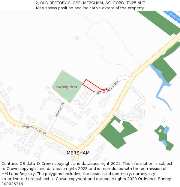 2, OLD RECTORY CLOSE, MERSHAM, ASHFORD, TN25 6LZ: Location map and indicative extent of plot