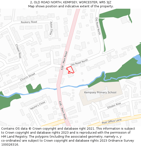 2, OLD ROAD NORTH, KEMPSEY, WORCESTER, WR5 3JZ: Location map and indicative extent of plot