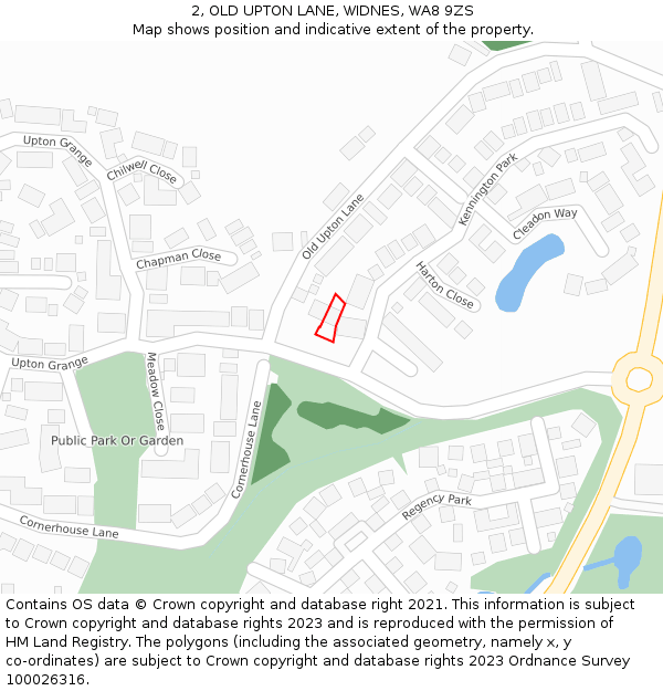 2, OLD UPTON LANE, WIDNES, WA8 9ZS: Location map and indicative extent of plot