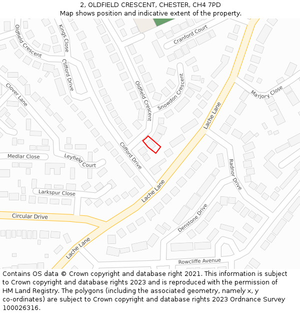 2, OLDFIELD CRESCENT, CHESTER, CH4 7PD: Location map and indicative extent of plot