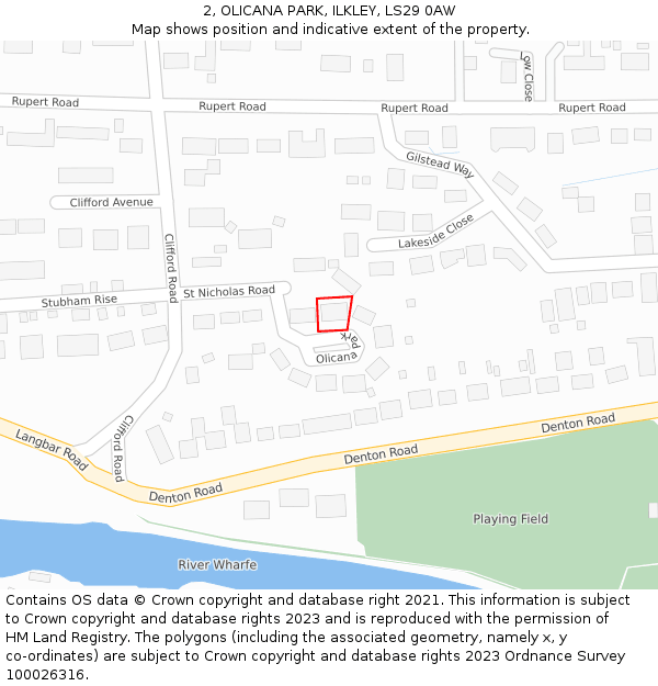 2, OLICANA PARK, ILKLEY, LS29 0AW: Location map and indicative extent of plot