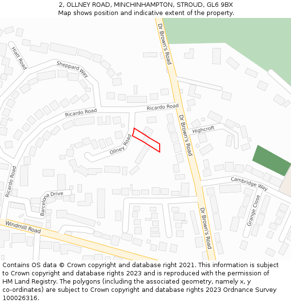 2, OLLNEY ROAD, MINCHINHAMPTON, STROUD, GL6 9BX: Location map and indicative extent of plot