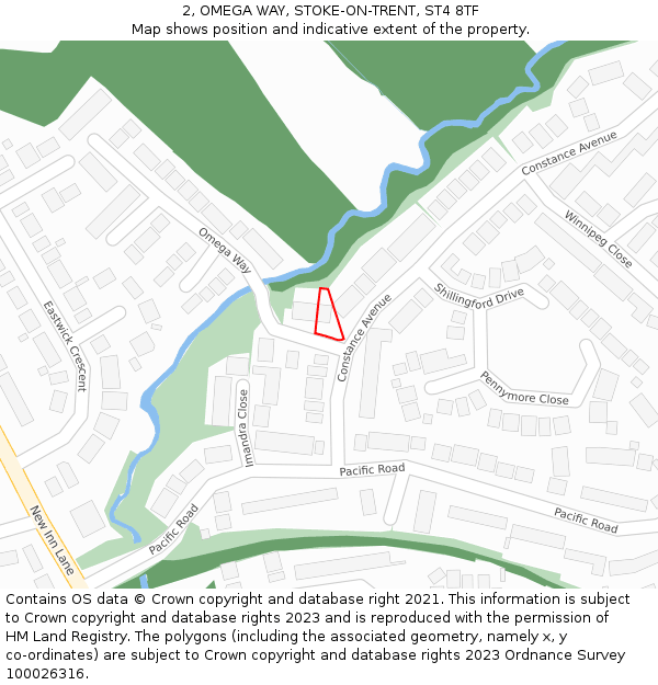 2, OMEGA WAY, STOKE-ON-TRENT, ST4 8TF: Location map and indicative extent of plot