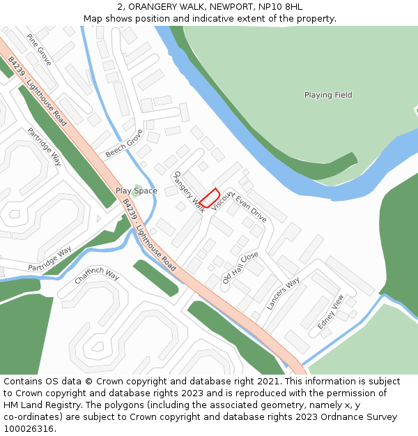 2, ORANGERY WALK, NEWPORT, NP10 8HL: Location map and indicative extent of plot
