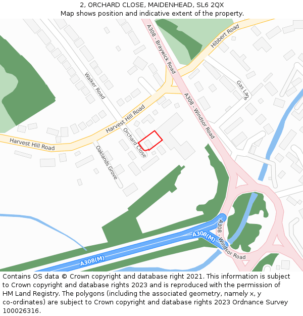 2, ORCHARD CLOSE, MAIDENHEAD, SL6 2QX: Location map and indicative extent of plot