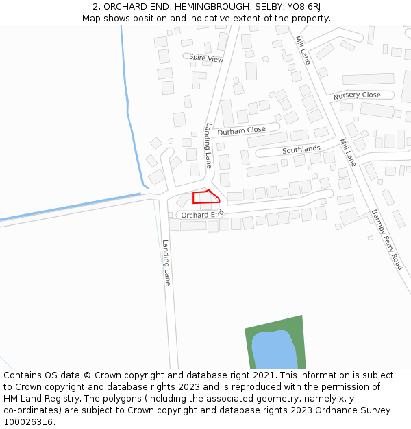 2, ORCHARD END, HEMINGBROUGH, SELBY, YO8 6RJ: Location map and indicative extent of plot