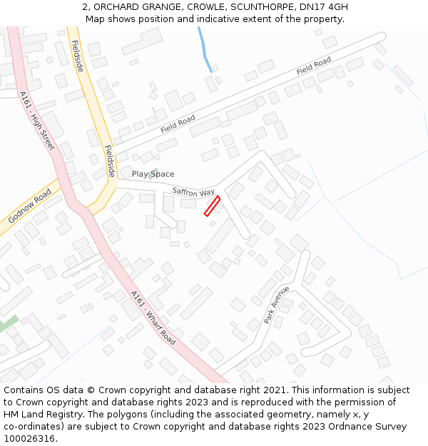 2, ORCHARD GRANGE, CROWLE, SCUNTHORPE, DN17 4GH: Location map and indicative extent of plot