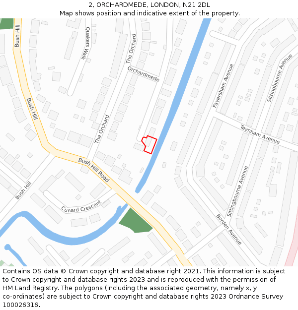 2, ORCHARDMEDE, LONDON, N21 2DL: Location map and indicative extent of plot