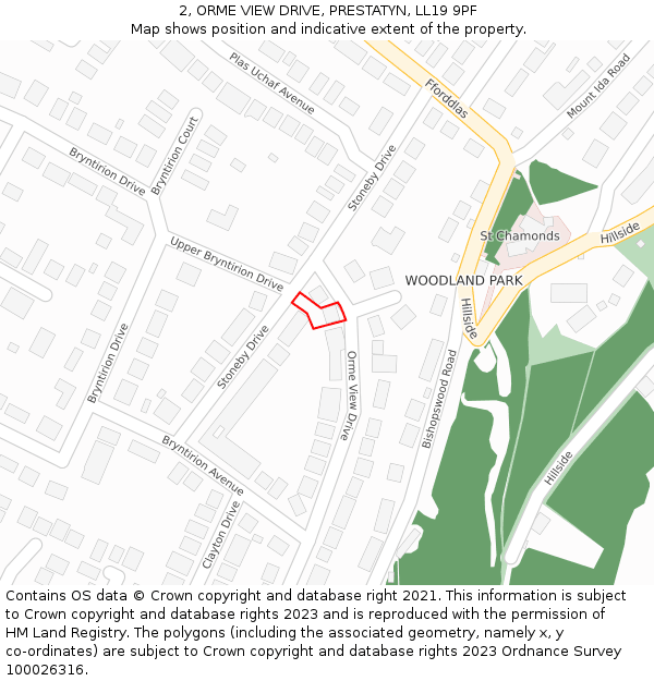 2, ORME VIEW DRIVE, PRESTATYN, LL19 9PF: Location map and indicative extent of plot