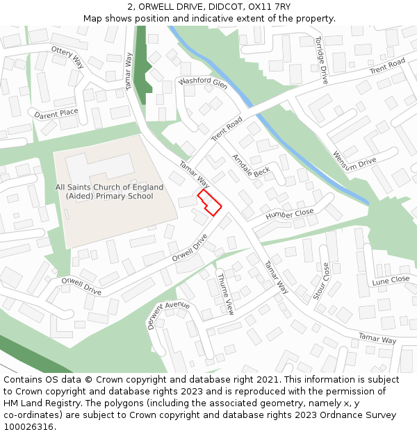 2, ORWELL DRIVE, DIDCOT, OX11 7RY: Location map and indicative extent of plot