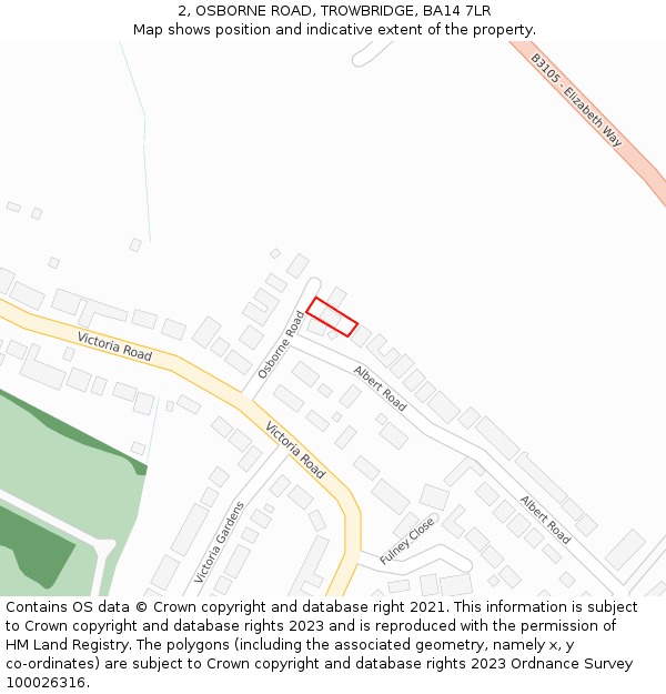2, OSBORNE ROAD, TROWBRIDGE, BA14 7LR: Location map and indicative extent of plot