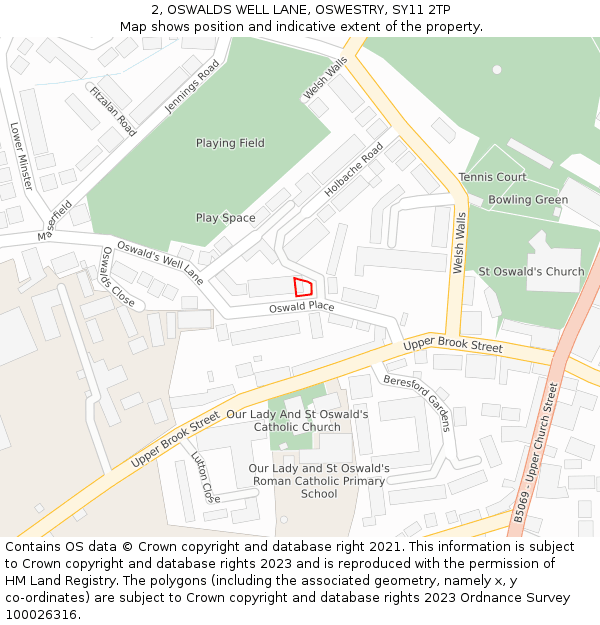 2, OSWALDS WELL LANE, OSWESTRY, SY11 2TP: Location map and indicative extent of plot