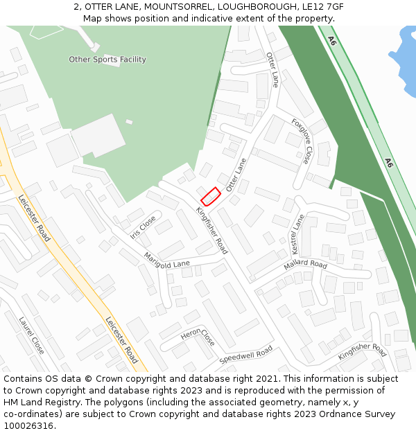 2, OTTER LANE, MOUNTSORREL, LOUGHBOROUGH, LE12 7GF: Location map and indicative extent of plot
