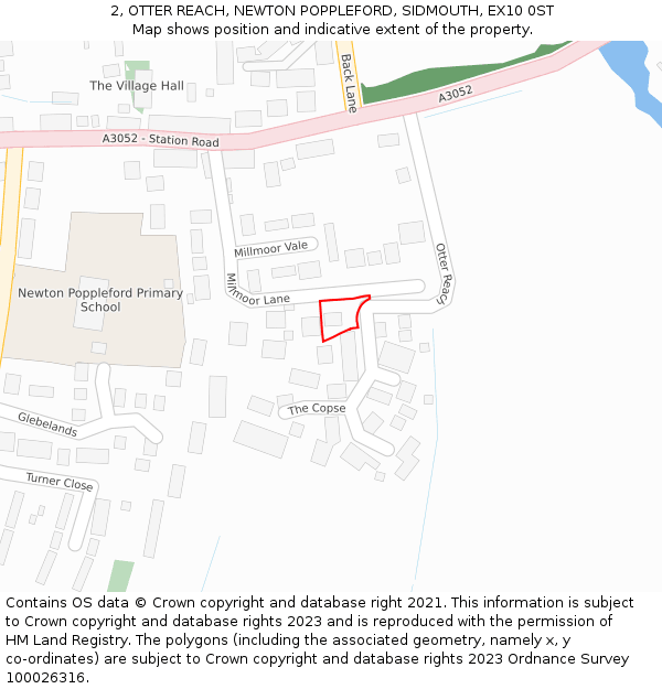 2, OTTER REACH, NEWTON POPPLEFORD, SIDMOUTH, EX10 0ST: Location map and indicative extent of plot
