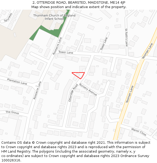 2, OTTERIDGE ROAD, BEARSTED, MAIDSTONE, ME14 4JP: Location map and indicative extent of plot