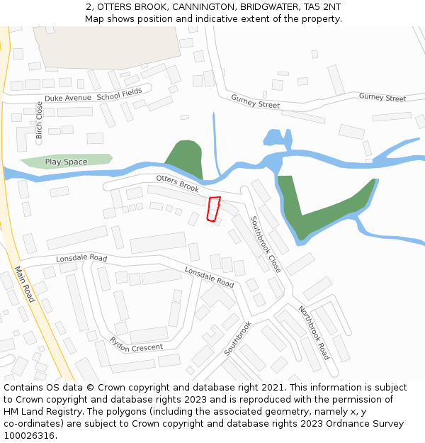 2, OTTERS BROOK, CANNINGTON, BRIDGWATER, TA5 2NT: Location map and indicative extent of plot