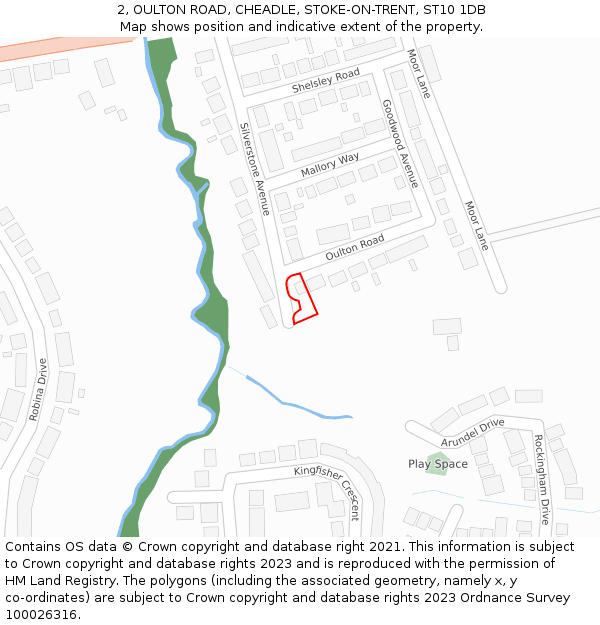 2, OULTON ROAD, CHEADLE, STOKE-ON-TRENT, ST10 1DB: Location map and indicative extent of plot