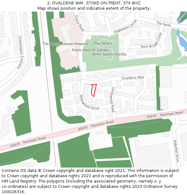 2, OVALDENE WAY, STOKE-ON-TRENT, ST4 8HZ: Location map and indicative extent of plot