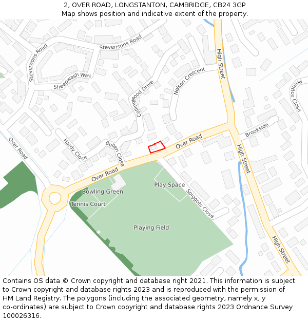 2, OVER ROAD, LONGSTANTON, CAMBRIDGE, CB24 3GP: Location map and indicative extent of plot