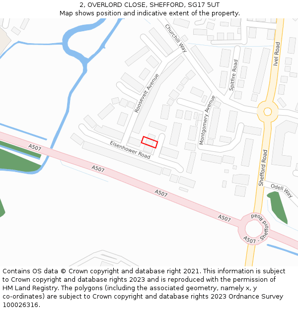 2, OVERLORD CLOSE, SHEFFORD, SG17 5UT: Location map and indicative extent of plot