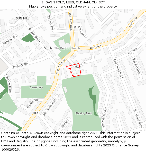 2, OWEN FOLD, LEES, OLDHAM, OL4 3DT: Location map and indicative extent of plot
