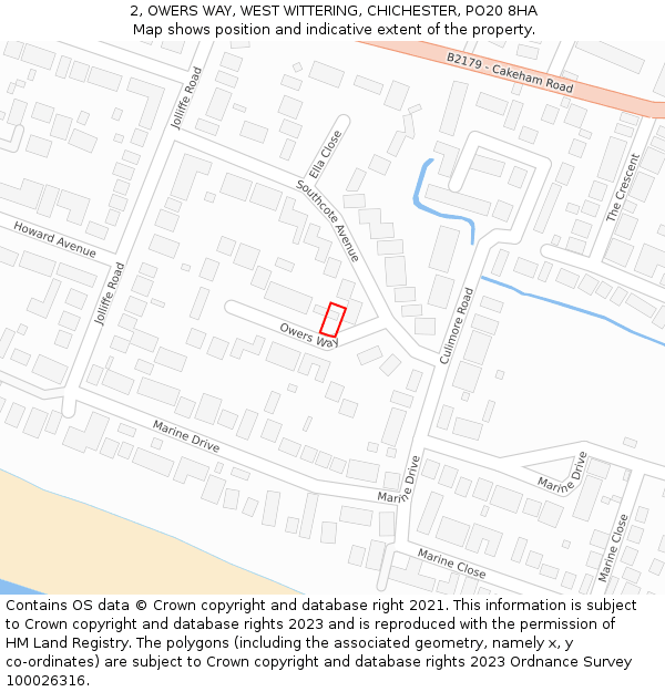 2, OWERS WAY, WEST WITTERING, CHICHESTER, PO20 8HA: Location map and indicative extent of plot