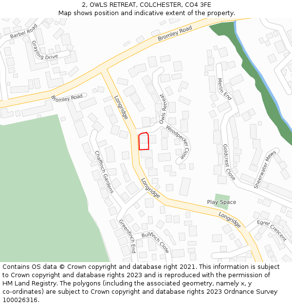 2, OWLS RETREAT, COLCHESTER, CO4 3FE: Location map and indicative extent of plot