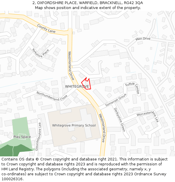 2, OXFORDSHIRE PLACE, WARFIELD, BRACKNELL, RG42 3QA: Location map and indicative extent of plot