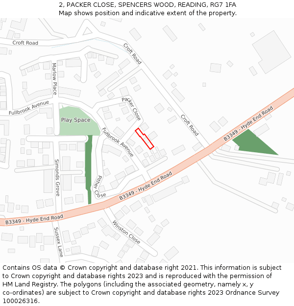 2, PACKER CLOSE, SPENCERS WOOD, READING, RG7 1FA: Location map and indicative extent of plot