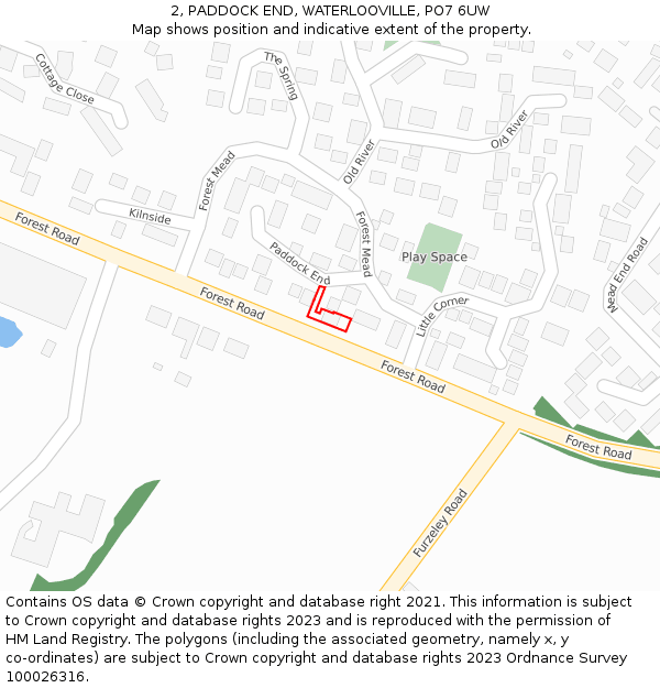 2, PADDOCK END, WATERLOOVILLE, PO7 6UW: Location map and indicative extent of plot