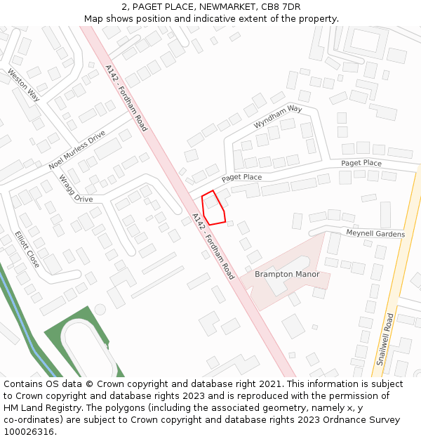 2, PAGET PLACE, NEWMARKET, CB8 7DR: Location map and indicative extent of plot