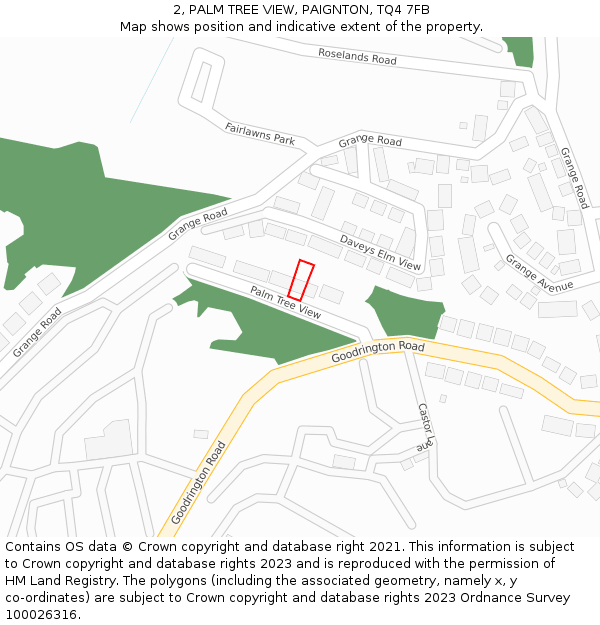 2, PALM TREE VIEW, PAIGNTON, TQ4 7FB: Location map and indicative extent of plot