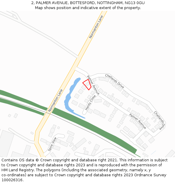 2, PALMER AVENUE, BOTTESFORD, NOTTINGHAM, NG13 0GU: Location map and indicative extent of plot