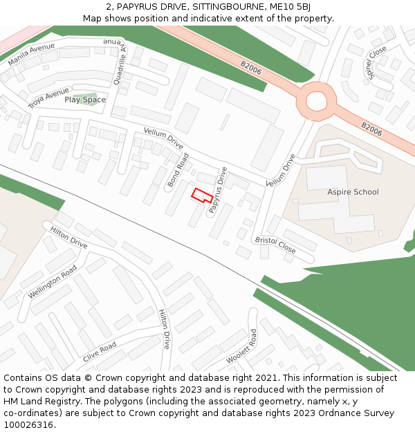 2, PAPYRUS DRIVE, SITTINGBOURNE, ME10 5BJ: Location map and indicative extent of plot