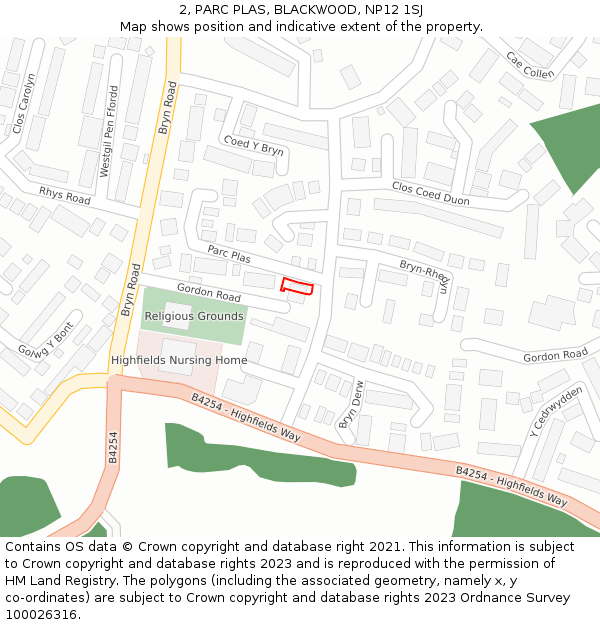 2, PARC PLAS, BLACKWOOD, NP12 1SJ: Location map and indicative extent of plot