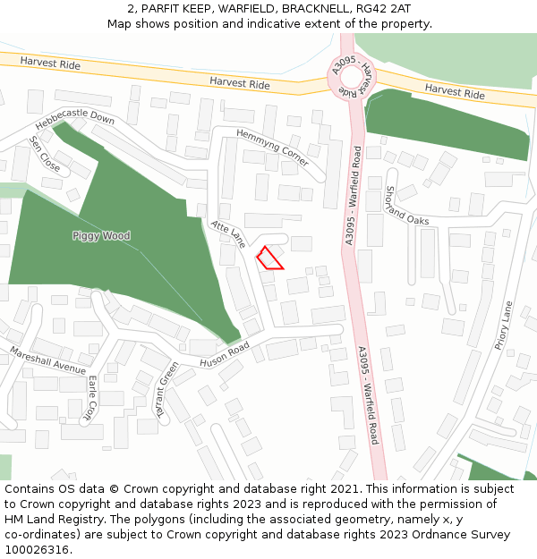 2, PARFIT KEEP, WARFIELD, BRACKNELL, RG42 2AT: Location map and indicative extent of plot