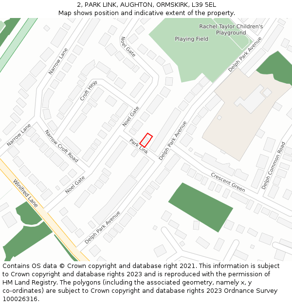2, PARK LINK, AUGHTON, ORMSKIRK, L39 5EL: Location map and indicative extent of plot