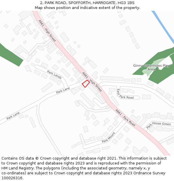 2, PARK ROAD, SPOFFORTH, HARROGATE, HG3 1BS: Location map and indicative extent of plot
