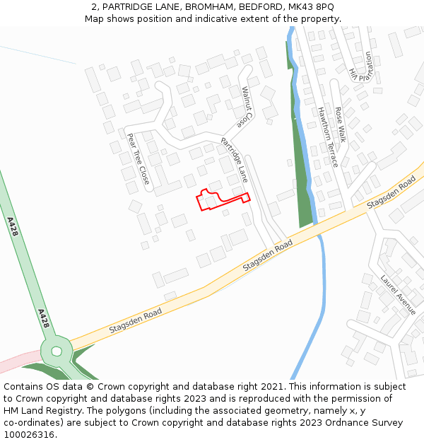 2, PARTRIDGE LANE, BROMHAM, BEDFORD, MK43 8PQ: Location map and indicative extent of plot