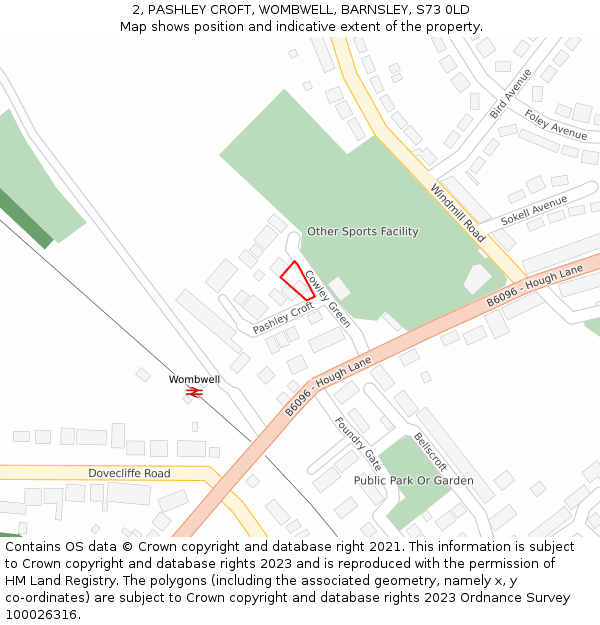 2, PASHLEY CROFT, WOMBWELL, BARNSLEY, S73 0LD: Location map and indicative extent of plot