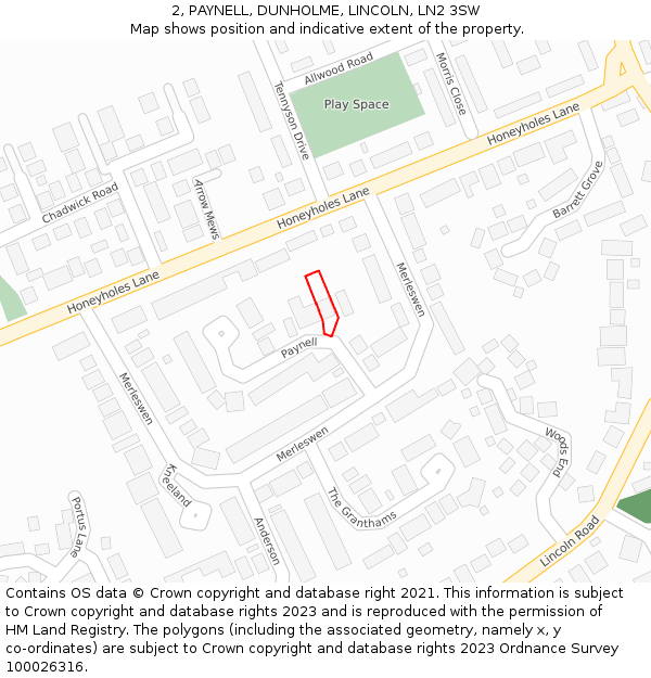 2, PAYNELL, DUNHOLME, LINCOLN, LN2 3SW: Location map and indicative extent of plot