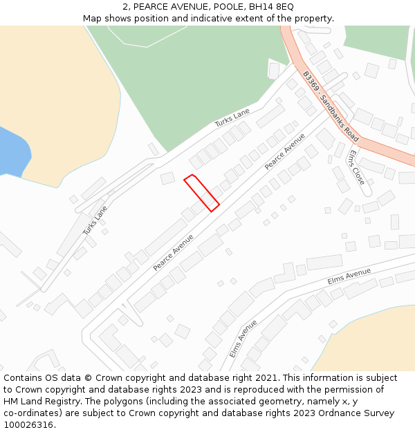 2, PEARCE AVENUE, POOLE, BH14 8EQ: Location map and indicative extent of plot