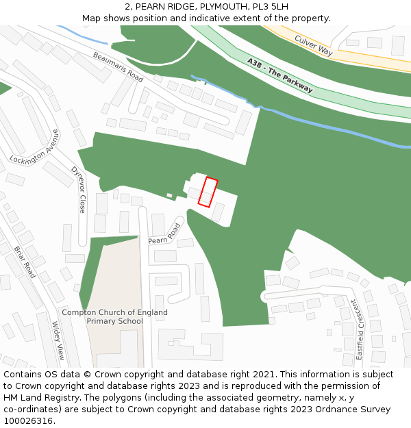 2, PEARN RIDGE, PLYMOUTH, PL3 5LH: Location map and indicative extent of plot