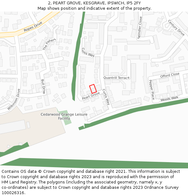 2, PEART GROVE, KESGRAVE, IPSWICH, IP5 2FY: Location map and indicative extent of plot