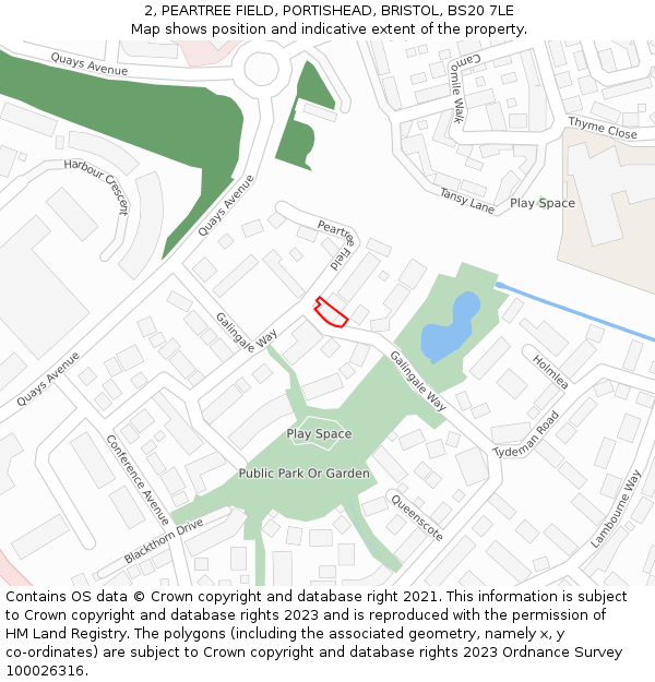 2, PEARTREE FIELD, PORTISHEAD, BRISTOL, BS20 7LE: Location map and indicative extent of plot