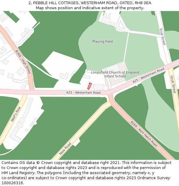 2, PEBBLE HILL COTTAGES, WESTERHAM ROAD, OXTED, RH8 0EA: Location map and indicative extent of plot