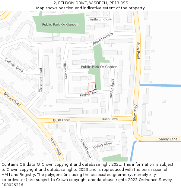 2, PELDON DRIVE, WISBECH, PE13 3SS: Location map and indicative extent of plot