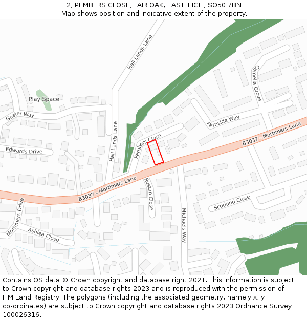 2, PEMBERS CLOSE, FAIR OAK, EASTLEIGH, SO50 7BN: Location map and indicative extent of plot