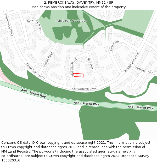 2, PEMBROKE WAY, DAVENTRY, NN11 4SR: Location map and indicative extent of plot