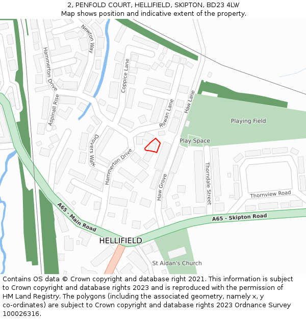 2, PENFOLD COURT, HELLIFIELD, SKIPTON, BD23 4LW: Location map and indicative extent of plot
